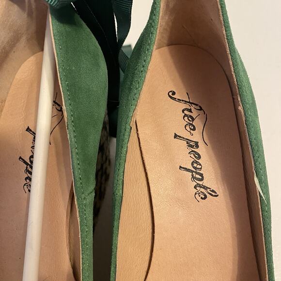 FreePeople Charade Espadrilles Heels Wedges Green LaceUp Boho Chunky Hippie 6.5 - Picture 5 of 6